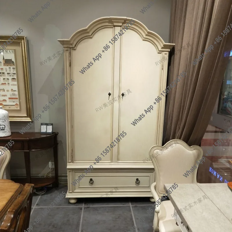 

Французский шкаф из массива дерева, двухдверный, в американском деревенском стиле, ретро, белый, из старого дуба, мебель на заказ