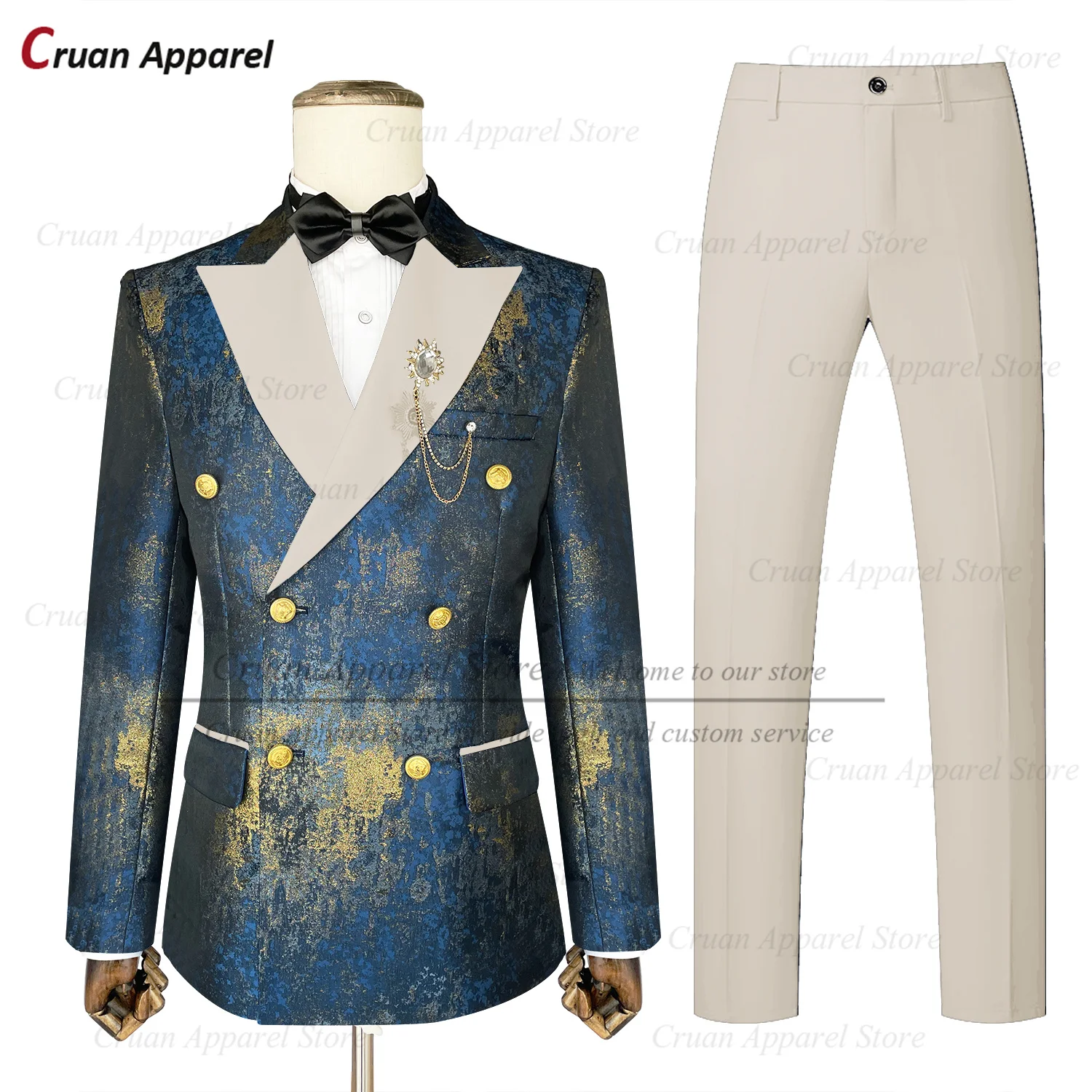 

Newest Men Suit Sets Wedding Party Grooms Tailor-made Luxury Outfits Evening Dinner Male Fashion Shiny Blazer Pants 2 Pieces