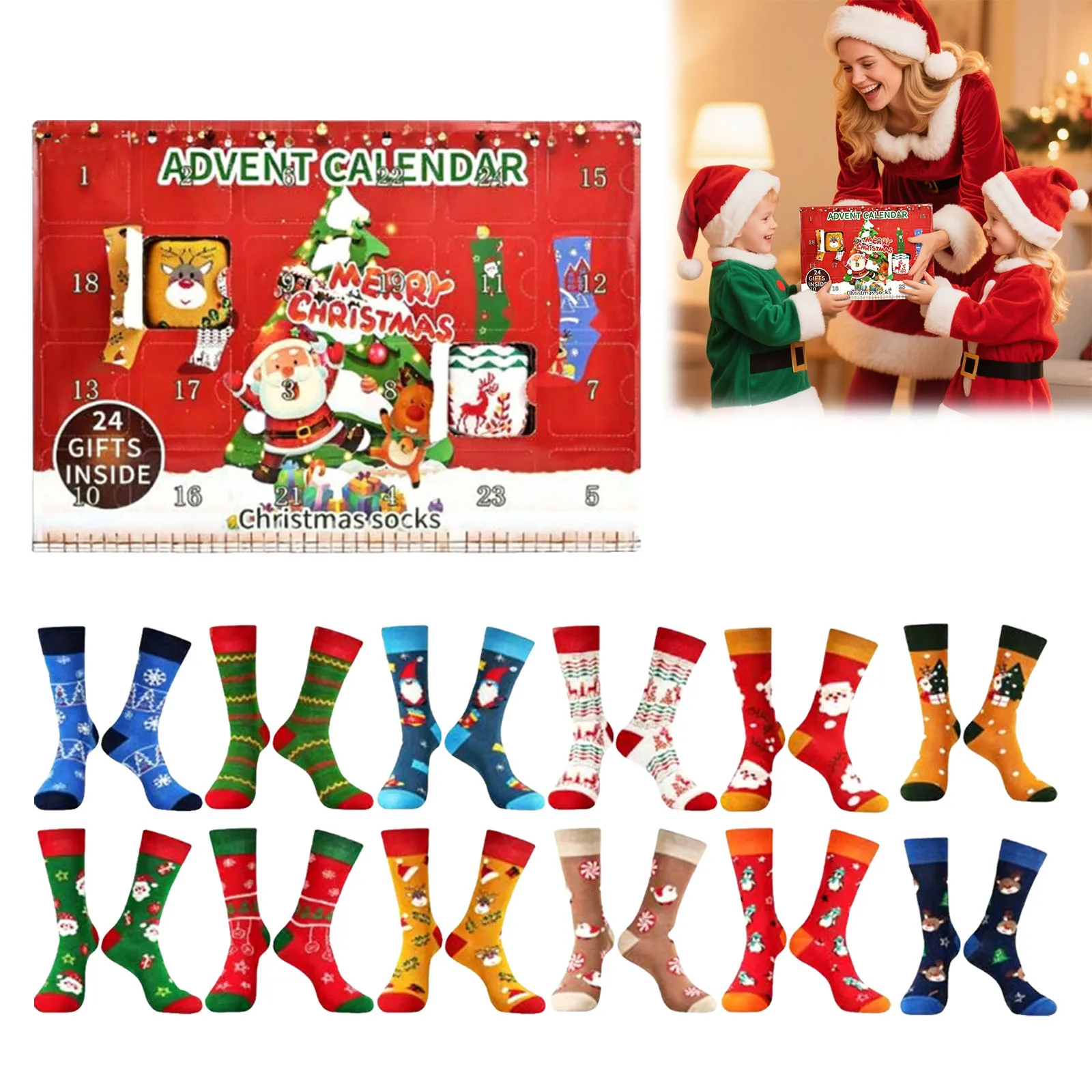 Compte à rebours de noël, calendrier au chocolat, chaussettes de père noël adaptées à diverses rassemblements et fêtes, comme minuterie, sable de salle de classe