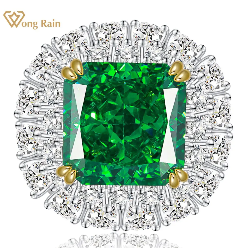 

Wong Rain Luxury 925 Sterling Silver Crushed Ice Cut Emerald Citrine High Carbon Diamonds Gemstone Ring Fine Jewelry Wholesale