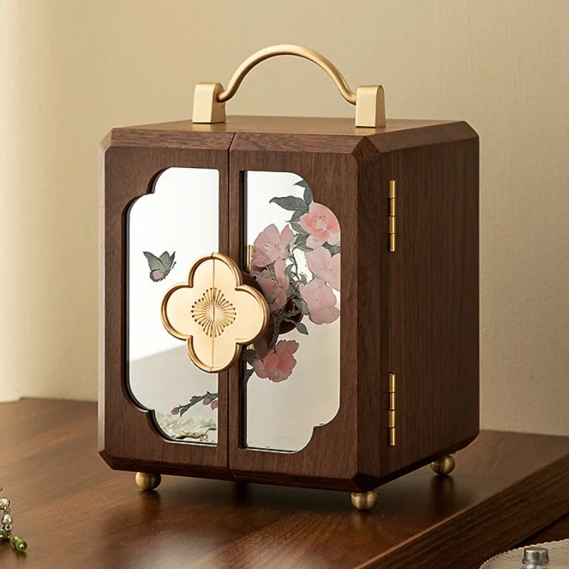 Wooden Retro Jewelry Box Luxury Bracelet Ring Storage Case Large Capacity Jewelry Storage Boxes Fashion Necklace Organizer Cases