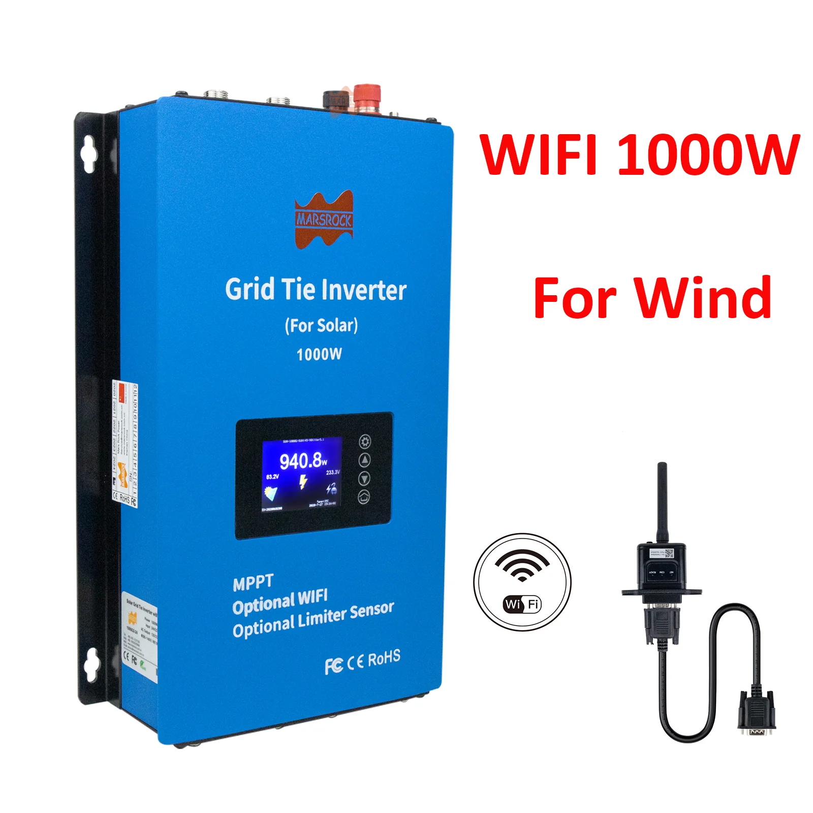 

1000W Wind Power Inverter Grid Tie MPPT Microinverter Limiter Current Sensor 24V/48V AC Pure Sine Wave Converter Optional WIFI