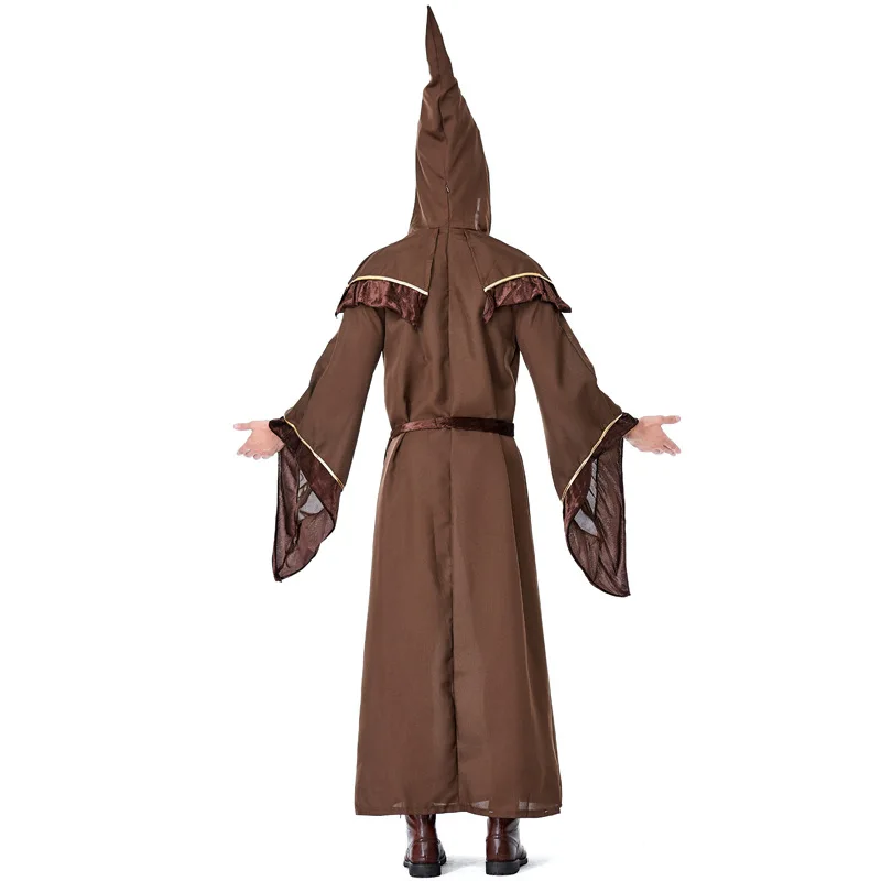 Adult Pastor godfather male wizard Cosplay Costume Halloween Party stage Performance Religious Priest Monk Robe Dress