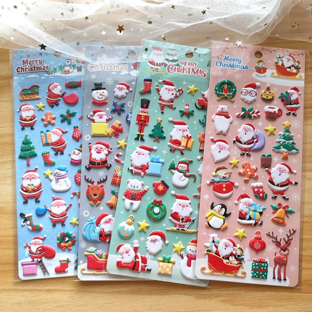 Świąteczne Naklejki 3D z Miękkiej Pianki EVA z Uroczym Kreskówkowym Świętym Mikołajem - Dekoracje DIY do Dzienników, Obudów Telefonów (Sklep Anime Worlds)