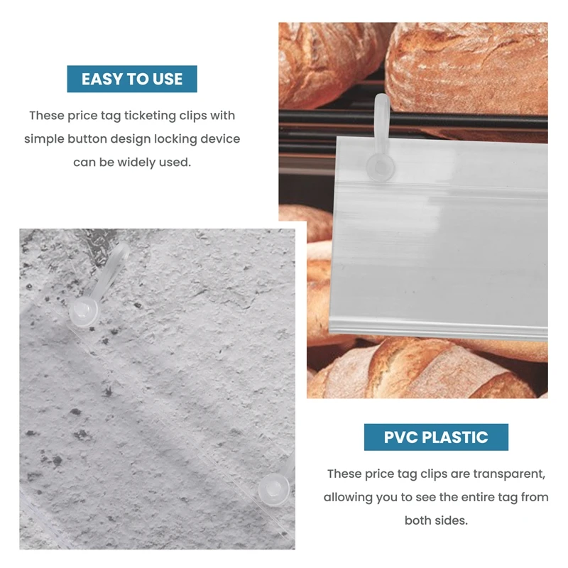 80Pcs Plastic Basket Label Holders Price Tag Ticket Hanger Clips With Button Design Lock Closure For Market Grocery