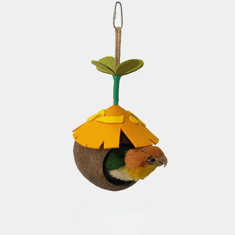 Lannaluo coconut shell parrot bird honey bag hamster nest bite-resistant pet products garden pendant original god fan