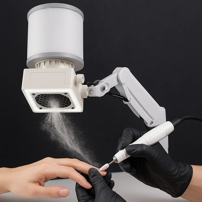 

Nails Accessories Adjustable Tabletop Powerful Nail Vacuum Cleaner With LED Light Suitable For Nail Salons Noiseless Operation