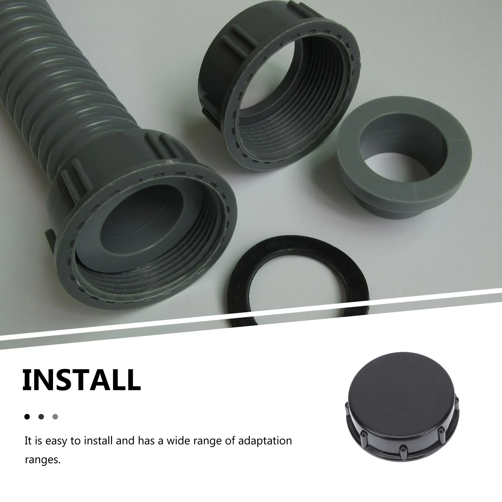 

Drainer Covers Drain Pipe Plug Black Plastic Wear Resistant Easy Clean Install Protective Caps Sealing Washer Hardware