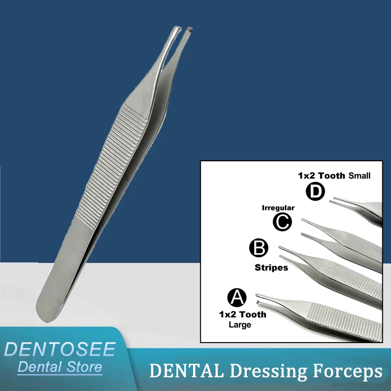 

Dental Tissue Tweezer, Professional Stainless Steel Extraction Forceps, Surgical Hemostat Tweezer, 1*2 Dressing Forceps