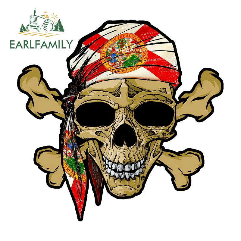 EARLFAMILY Pontoon Captain Skull Sticker Vinyl King of The Ocean Motorcycle Car Sticker My Boat My Rules JDM Helmet Trunk Decal