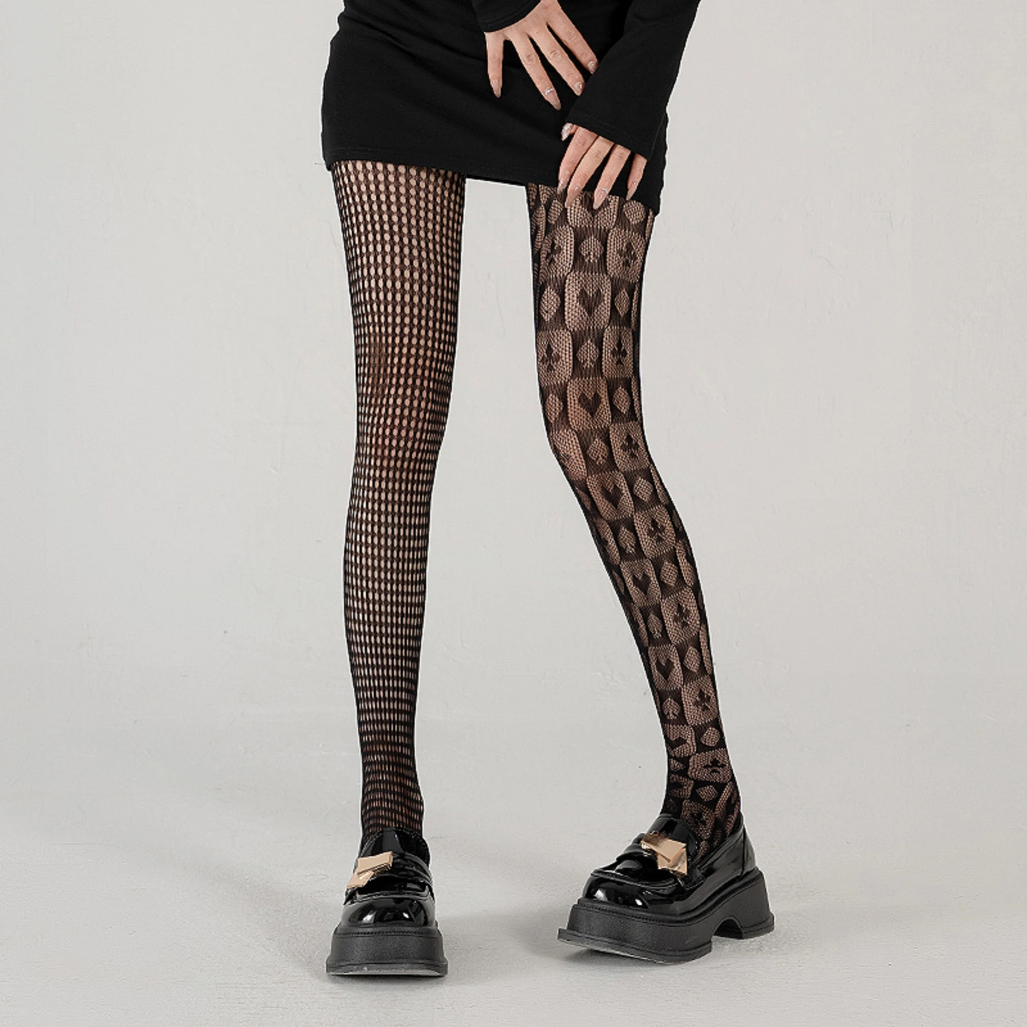 جوارب طويلة شبكية ماسية مجوفة للنساء ، مثيرة ، شبكية ، 1 روض