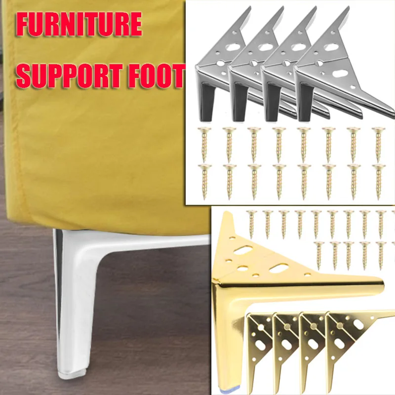 

4 Pcs 12cm Feet Dresser Patas Para Muebles Steel Furniture Support Foot Black Cabinet Leg Bed Triangle Cold Rolled Sofa Office
