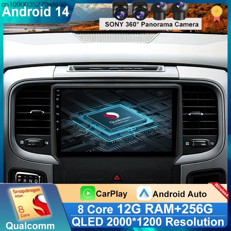 

Android 14 Radio For Dodge RAM 1500 2500 2013-2019 Car stereo Multimedia Player Carplay Auto GPS navigation 2DIN DSP 4G NO DVD