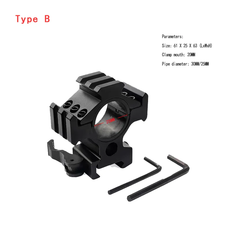 Three sided guide rail, quick release sight ring, flashlight holder, 25.4mm 30mm, 20mm, dovetail Weaver Picardini guide rail