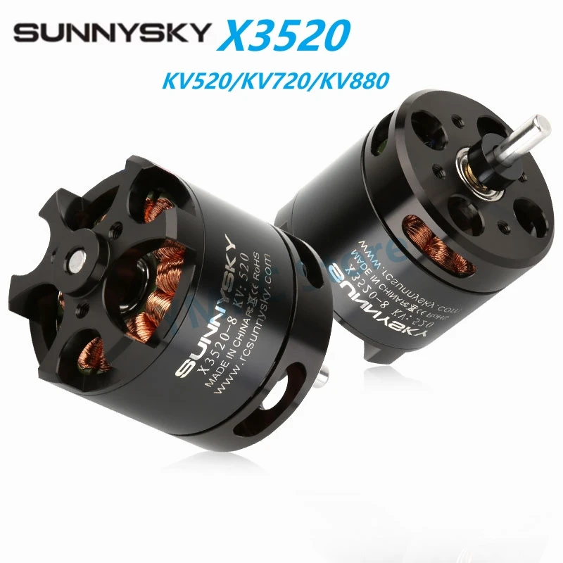 SunnySky X3520 KV520/KV720/KV880 4-6S Brushless Motors for RC Drone 50E 3D Fixed Wing 52-56inch Airplane Helicopter