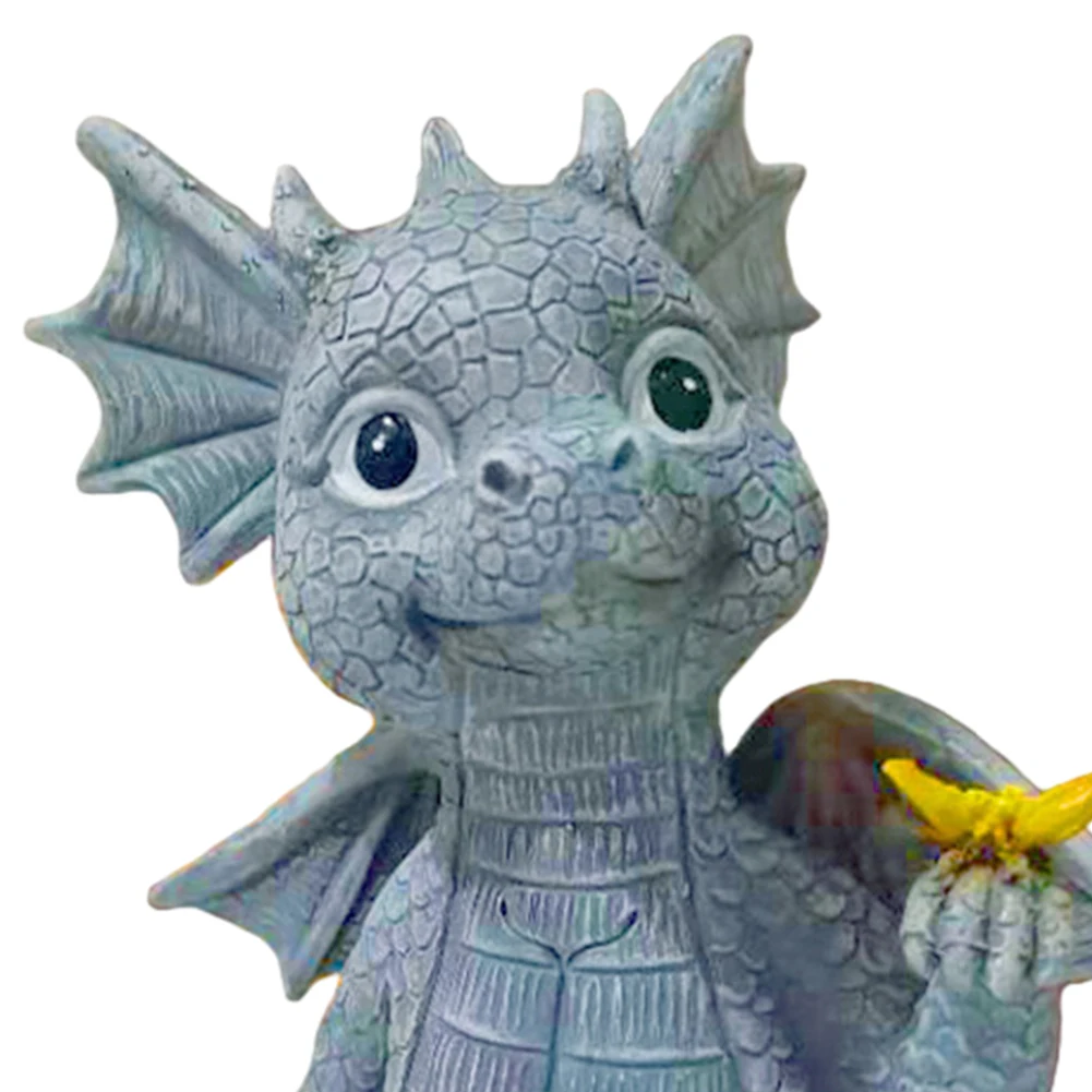Mini Reading Dragon Statue Resin Amusing Reading Dragon Figurine Creative Dinosaur Meditation Sculpture for Lawn Decor