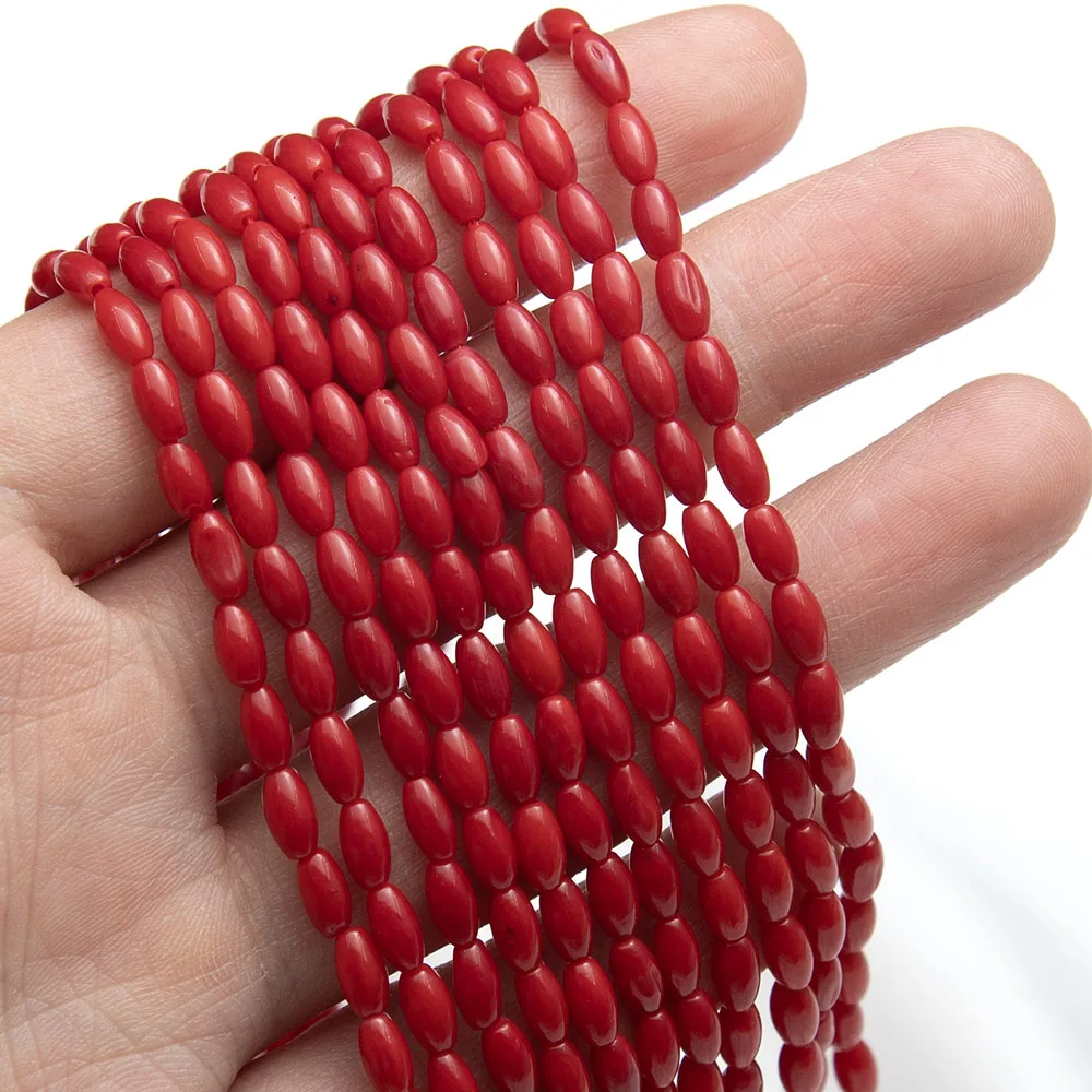 المرجان الطبيعي الأرز على شكل فضفاض الخرز 3.5x6.3 مللي متر الأحمر عزل الخرز حلية صنع المجوهرات سوار ذاتي الصنع قلادة أقراط هدية #5