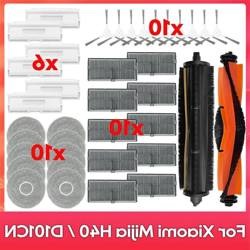 [NEW!A93G】 Compatible For Mijia H40 / D101CN Accessories Main Side Brush Hepa Filter Wipe Cloths Dust Bag Replacement Parts