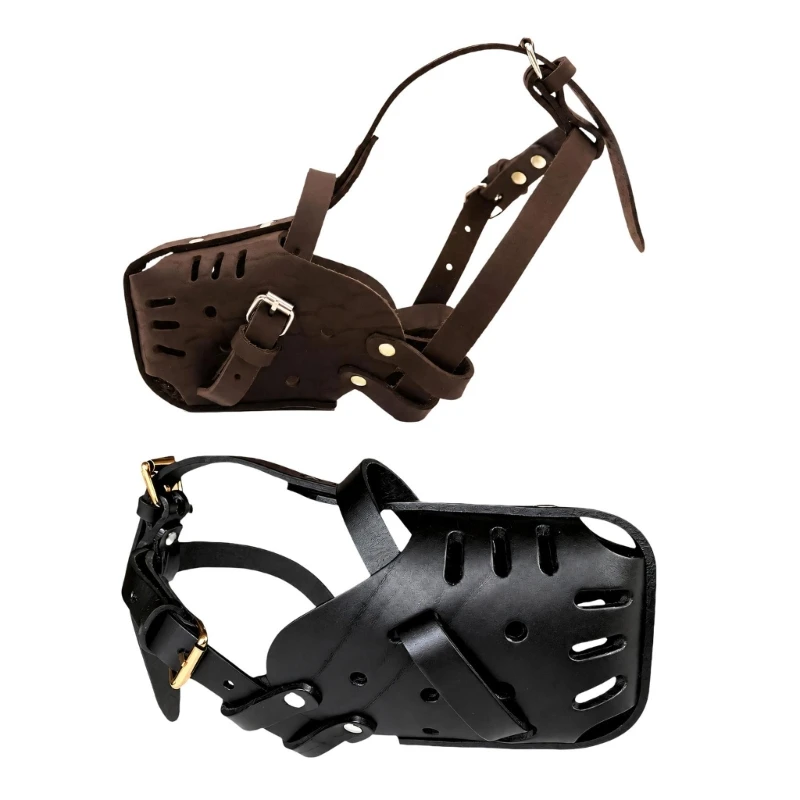 Verstellbarer Hunde-Mundschutz, Korbmaulkorb aus Leder für Training und Outdoor-Einsatz, 3XUF – Detail 1