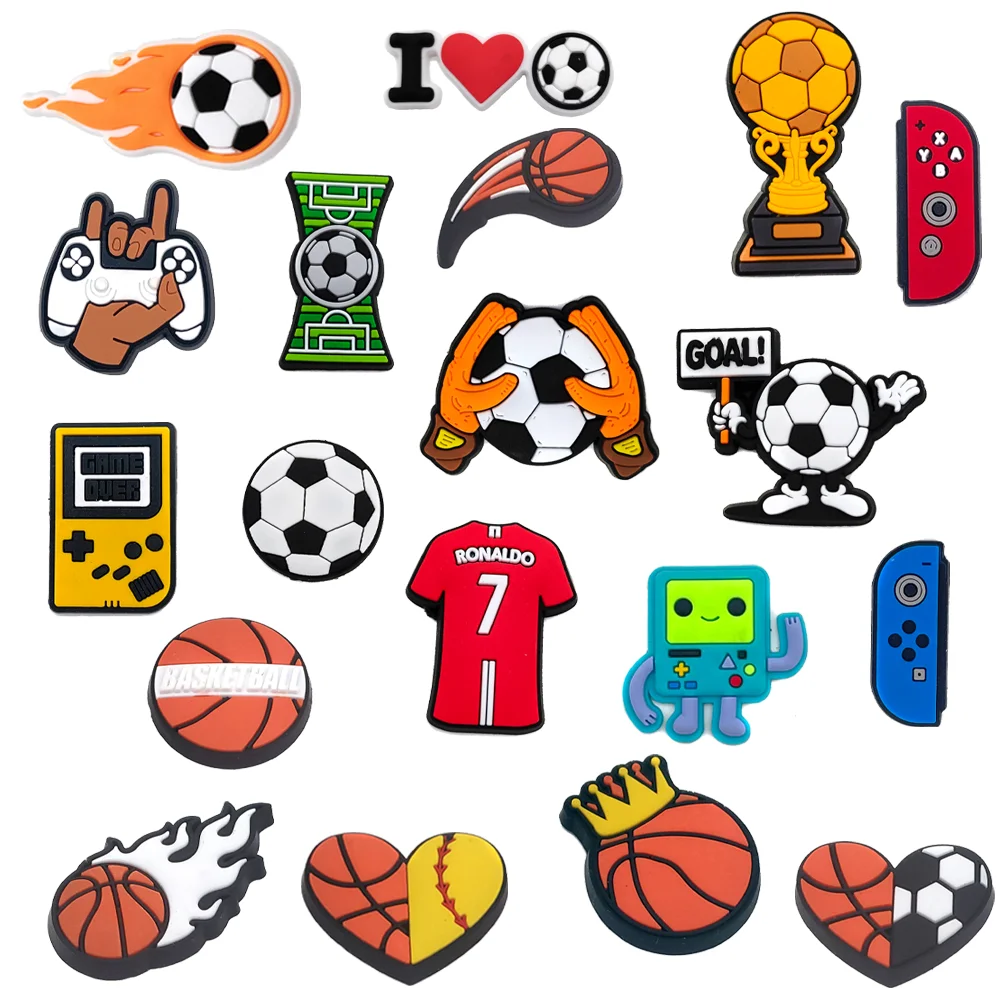 1Pc Shoe Charms PVC Sports Basketball Soccer Shoe Charms Decoration Shoe Accessories Boy Teen Favor Gift