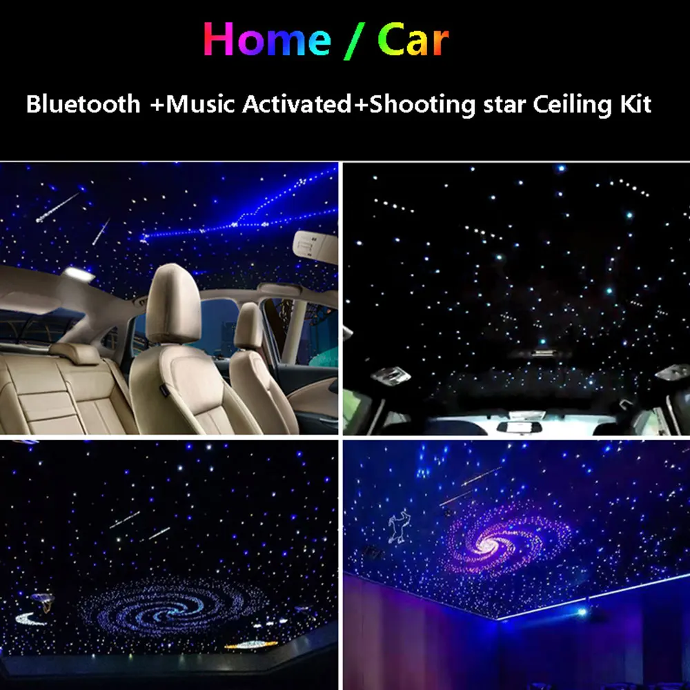 3-9W 12Holes RGBW Meteor Ceiling Car Starry Sky Fiber Optic Light Bluetooth APP RF Control Car Roof Star Shooting Effect Light