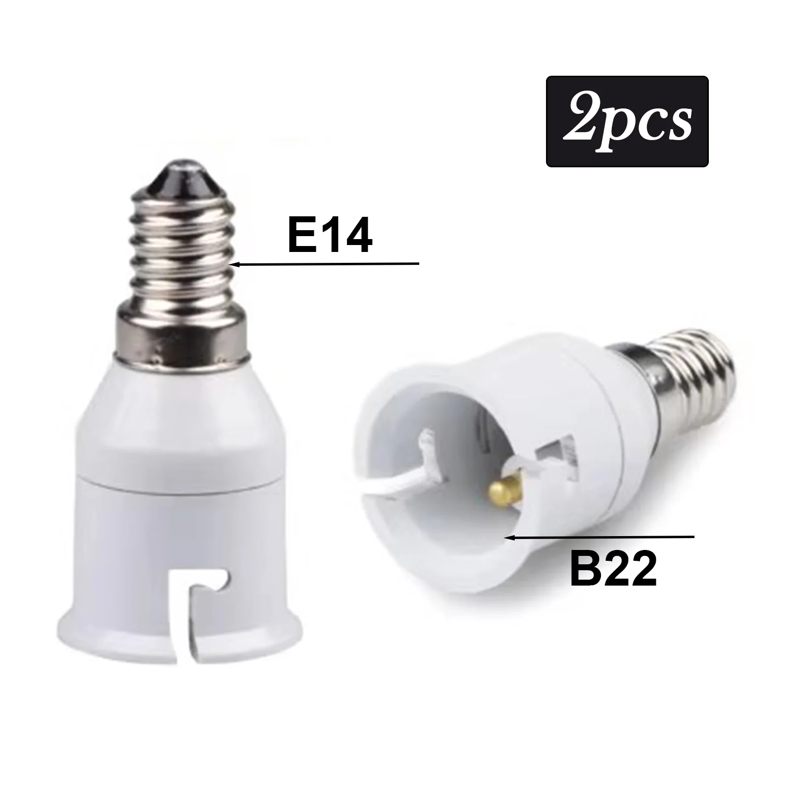 Adaptador de bombilla E14 a B22, convertidor de enchufe de bayoneta LED/CFL/halógeno, para lámpara de mesa colgante de techo, 2 uds.