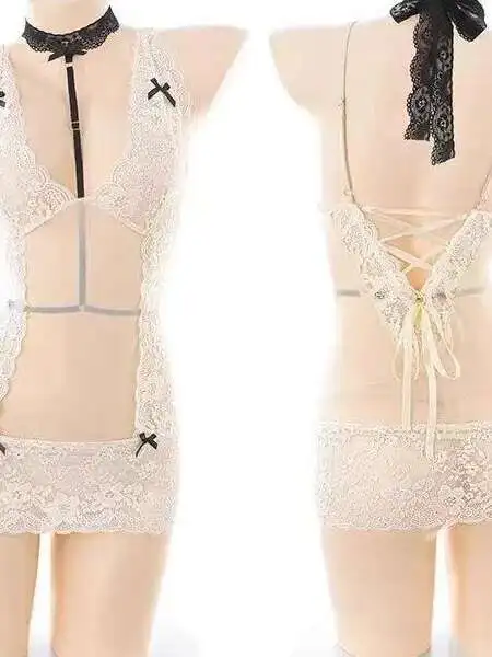 럭셔리 뉴 하이 엔드 V 넥 레이스 메쉬 쉬어 매혹적인 놀리는, 엉덩이 포옹 잠옷 섹시한 제복 드레스 우아한 스위트 탑 4A3F