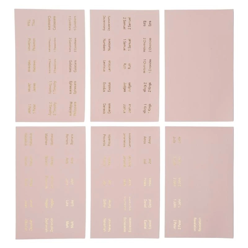 DXAB 6 FELETAS TABAS DO DOR BIBLE DECORATIVA BIBLE PINK BIBLE LABELOS LAMINADOS Bíblia