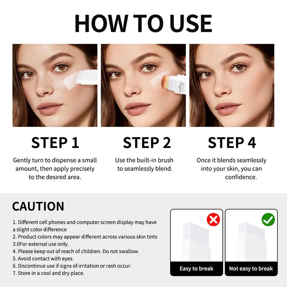 Lakerain 13g Blanc Cover Foundation Stick Volledige dekking Kleurveranderende concealer, langdurige vlekkeloze natuurlijke gezichtsmake-upbasis