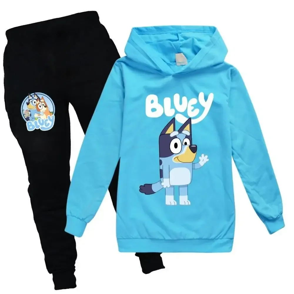 

New Bluey Children'S Clothing Dog Print Pattern Children'S Hoodie Long Sleeved Pullover Boy Top Girl'S A Suit Of Clothes