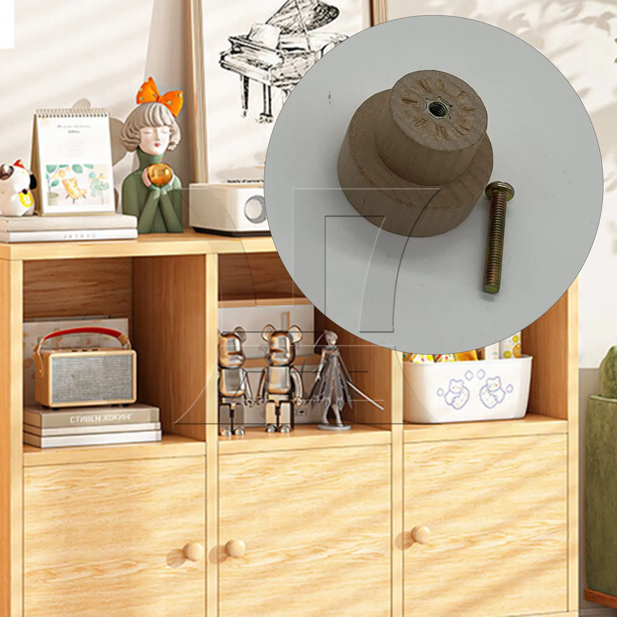 BQLZR 20 قطعة مقابض خشبية مسطحة العلوي مقابض خزانة مستديرة 35x25 مللي متر مقبض درج مقبض باب خزانة الملابس #5