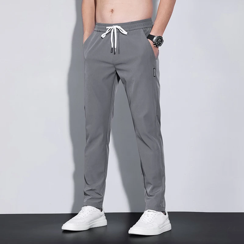 New Spring Summer Men\'s Casual Pants Slim Pant Straight Thin Trousers Male Fashion Stretch Khaki Jogging 28-38