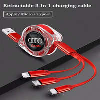 Car Interior 3 In 1 Fast Charger USB Data Cable Accessory For Audi Sline A1 A3 A4 A5 A6 A7 A8 Q2 Q3 Q5 Q7 Q8 TT S1 S3 RS5 RS6