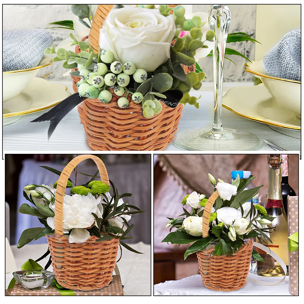 

6Pcs Small Mini Woven Basket Rustic Flower Basket Set for Home Wedding Party Garden Table Decoration Tiny Woven Baskets