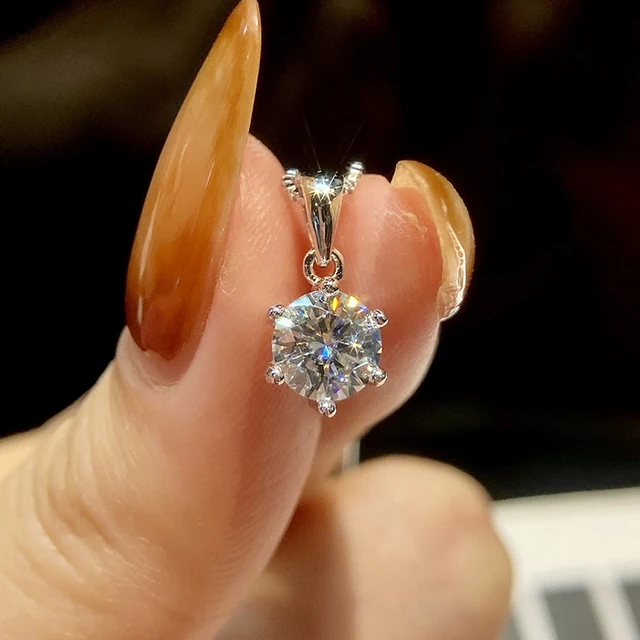 GRA 1-3CT klasyczny okrągły diamentowy diamentowy randkowy naszyjnik ślubny dla kobiet prawdziwa 925 srebrna luksusowa biżuteria