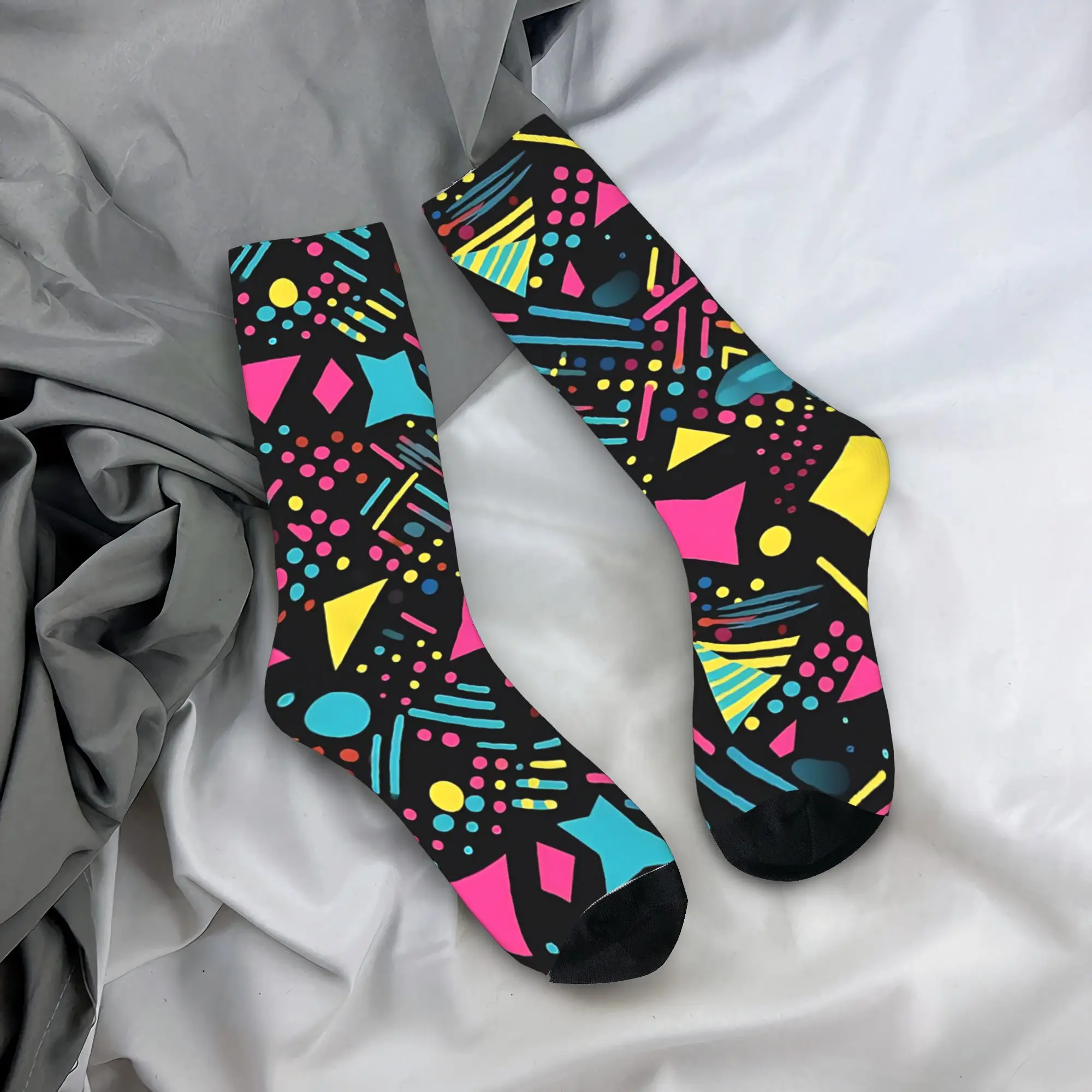 Couple Socks Abstract S   (1)  Stockings Anti Bacterial Soft Socks Winter Retro Graphic Running Socks