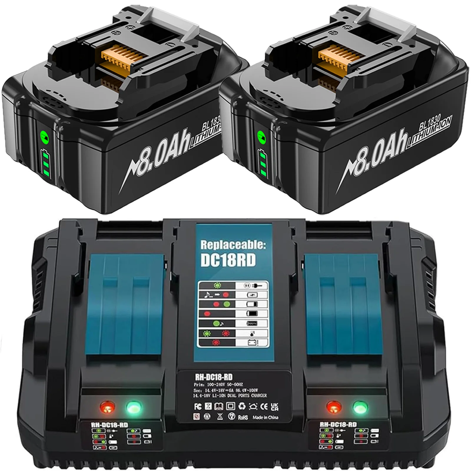 Voor Makita BL1830 Batterij 18V 8000mAh Batterij BL1830 BL1815 BL1860 BL1840 Tool Oplaadbare Batterij Met 6A Lader