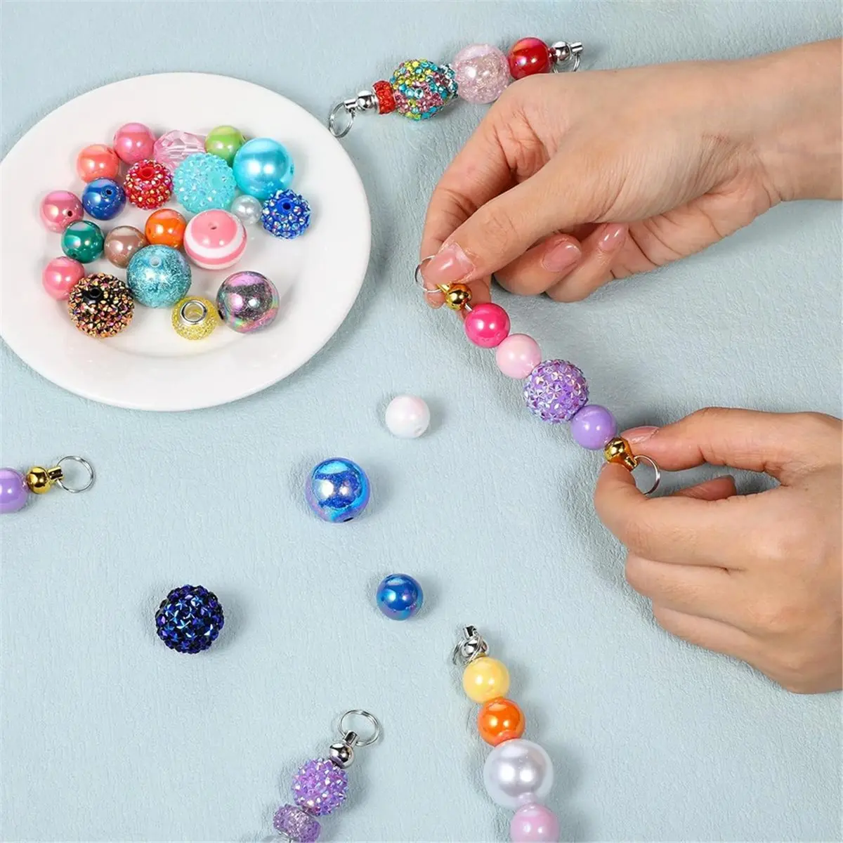 100PCS Beadable Keychain Bars,Metal Key Chain Bar Charms Making Supplies Beaded Keychain DIY Bead Pendant Key Chain