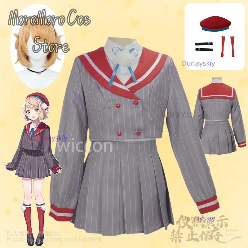 

Vtuber 코스프레 Shigure Ui Аниме Костюм Jirai Kei Kawaii Униформа JK Школьная форма Платье Лолита Шляпа Парики Cos Индивидуальные