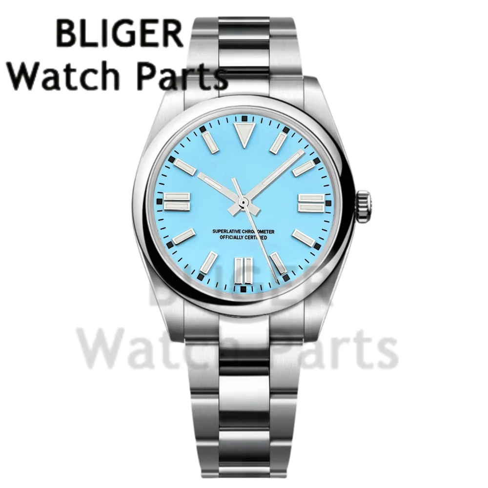 BLIGER 39mm Mechanical Men Watch NH35 Automatic Polished Strap Sapphire Crystal Stainless Steel 10Bar Waterproof Reloj Hombre