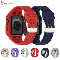 Heroland Soft Silicone Case+Strap For Apple Watchband 38MM 40MM 41MM 42MM 44MM 45MM 49MM Bracelet iWatch Series 1-8 Ultra Bands