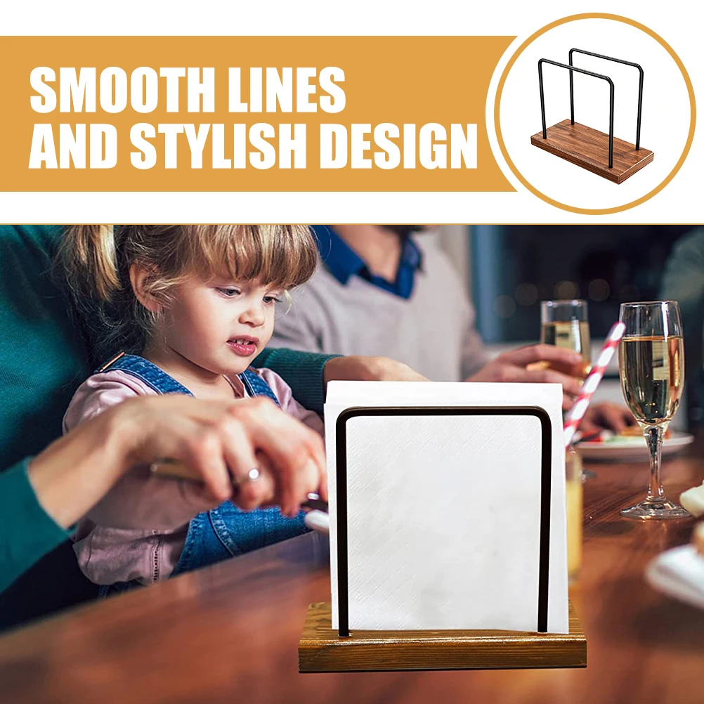 

Napkin Holder Stand Wood Iron Tissue Rack Kitchen Dinner Party Restaurant Bar Cafe House Farmhouse Style Paper Napkin Storage