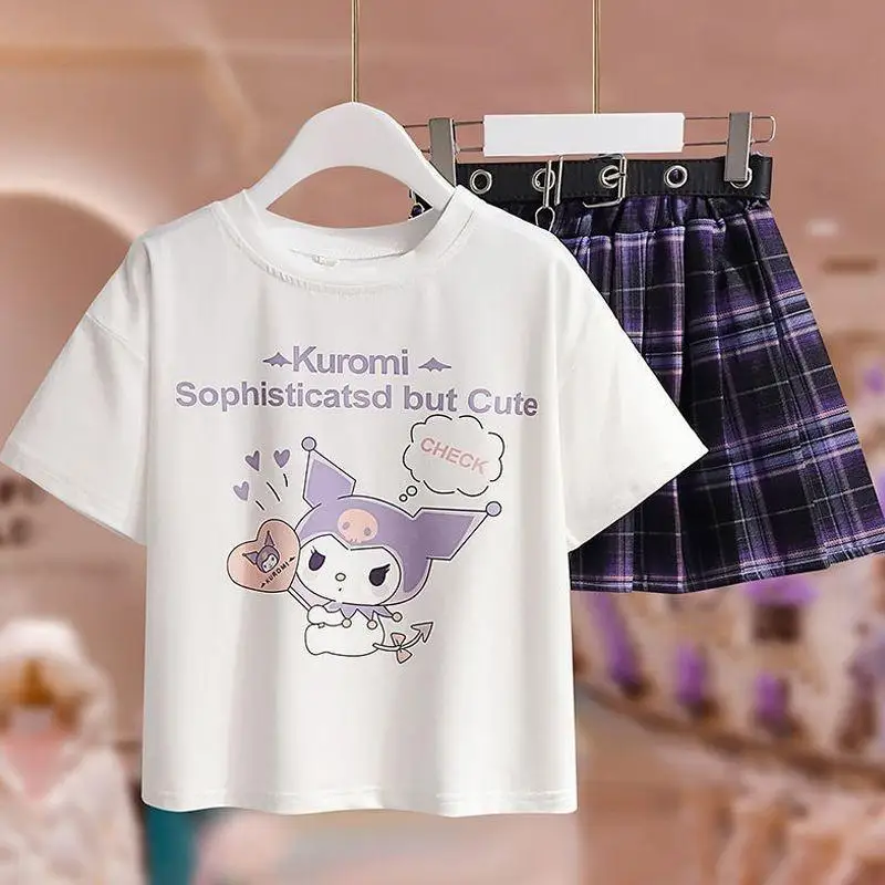 

Sanrio, комплект из 2 предметов Jk, платье Куроми для девочек, одежда для девочек, летняя одежда для девочек, детская плиссированная юбка в студенческом стиле, подарок на день рождения