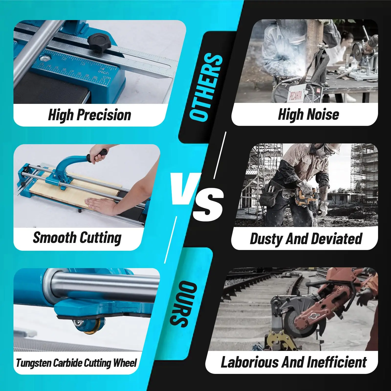 Manual Tile Cutter,24 Inch With Tungsten Carbide Cutting Wheel,Infrared Positioning, Precise Tile Cutter Tools (double rails)