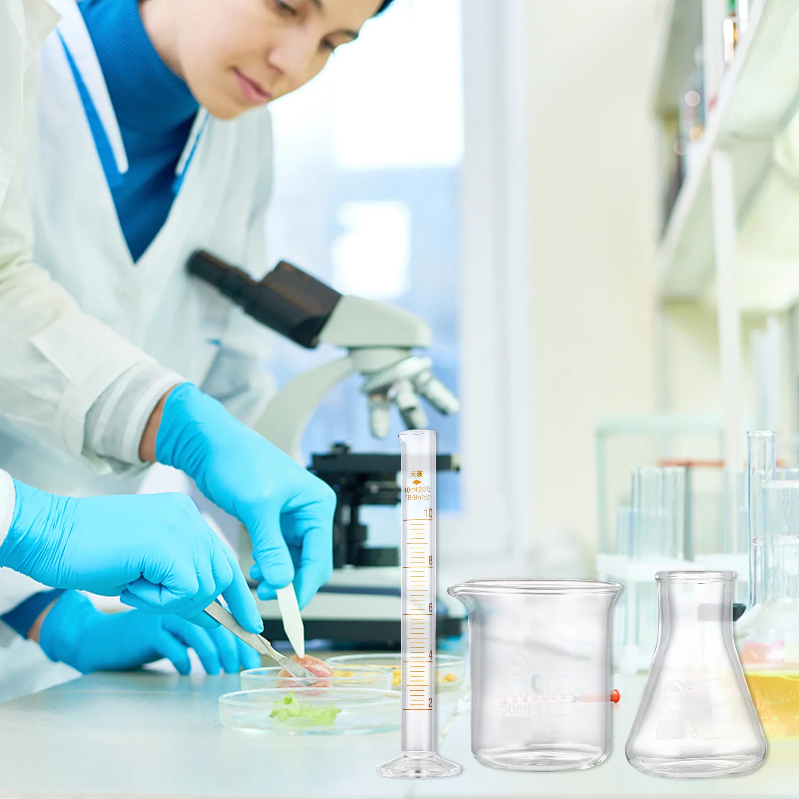 

3 Pcs Laboratory Conical Flask Graduated Measuring Container Glassware Cylinder Beaker