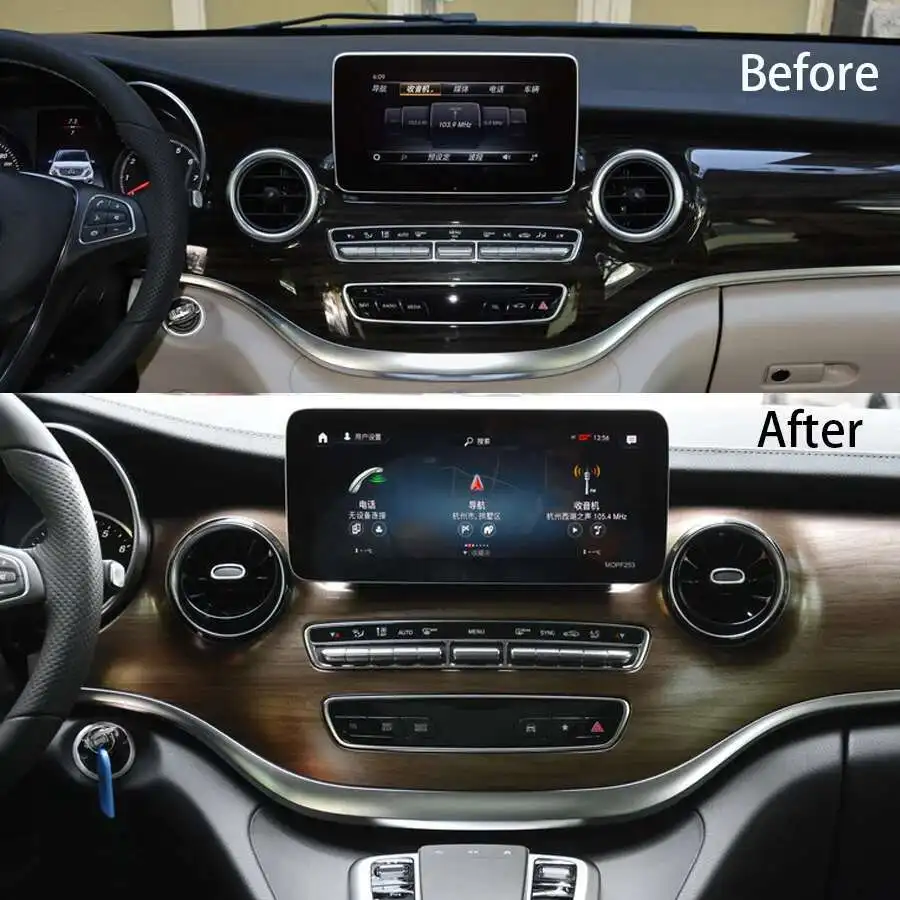 Pemutar Video Multimedia Radio Mobil Android 14 12.3 "untuk Benz V Class V260 V250 W447 GPS CARPLAY Layar Android Auto 1920*720