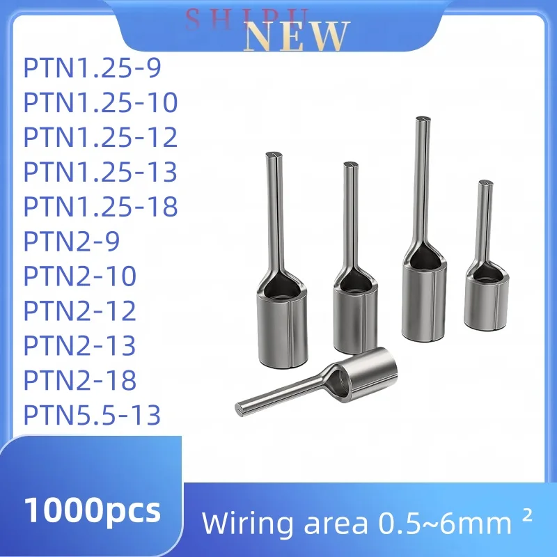 

1000pcs ,PTN terminal blocks， PTN1.25, PTN2, PTN5.5，cold-pressed terminals，Non-insulated needle seam joint, needle terminal