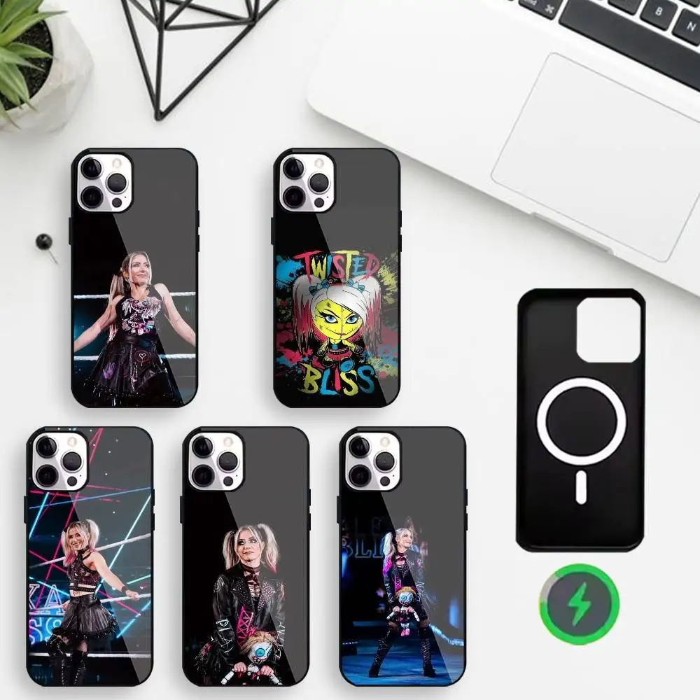 

A-Alexa B-Bliss Phone Case For iPhone17,16,15,14,13,12,11 Max Black Wireless Charging Protecitve Cover