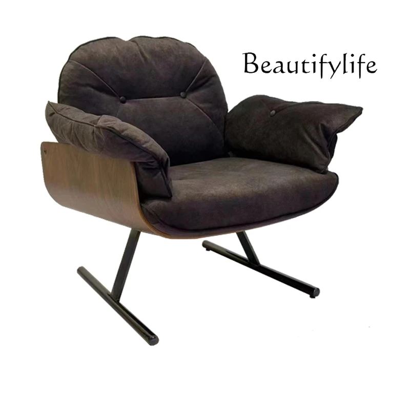 

Nordic single sofa chair, living room balcony, minimalist lazy leisure, retro retro in the recliner