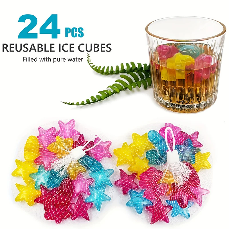 24Pcs Reusable Plastic Quick-Freeze Easy-to-Clean Fake Ice For Making Cold Appealing Drinks